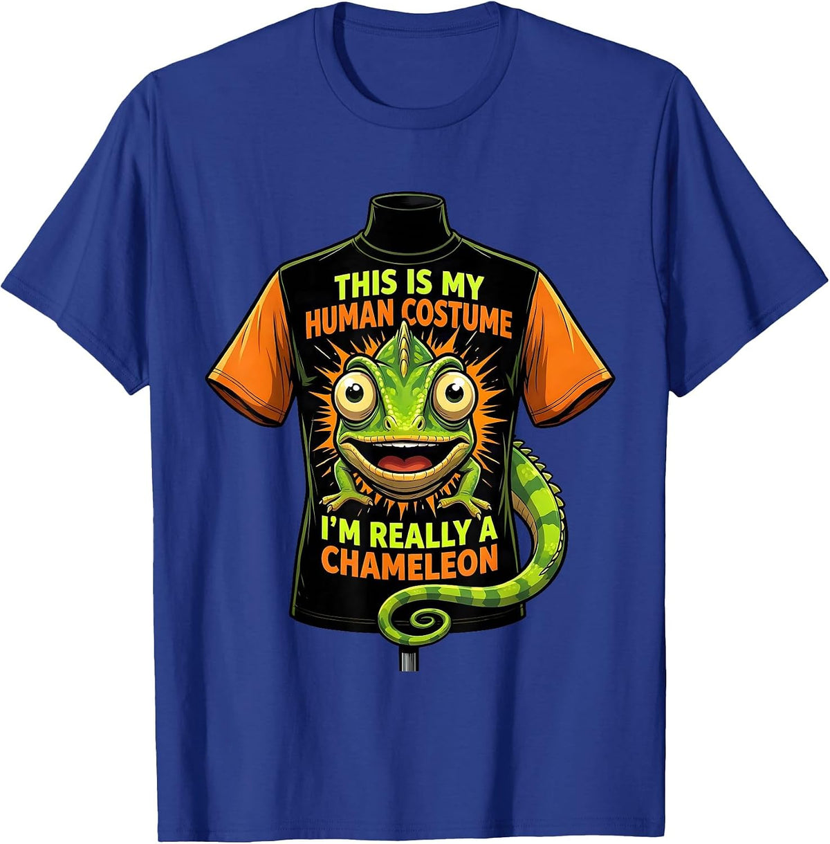 Men's This Is My Human Costume I'm Really A Chameleon Funny T-Shirt - Royal Blue