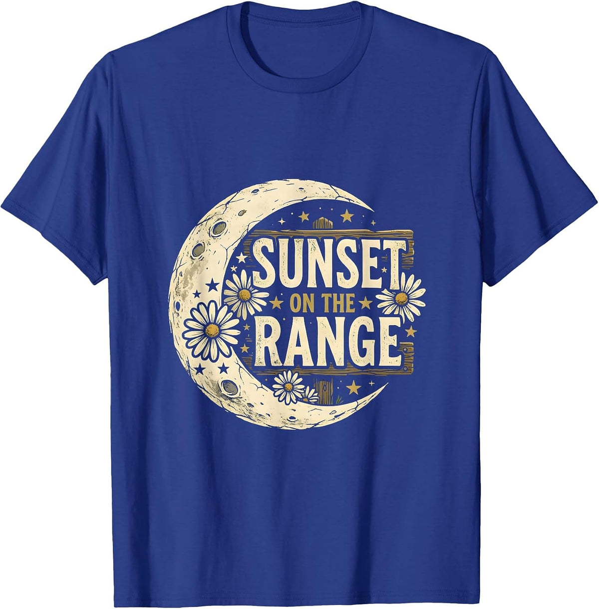 Men's Sunset On The Range Cowboy Western Design T-Shirt - Royal Blue