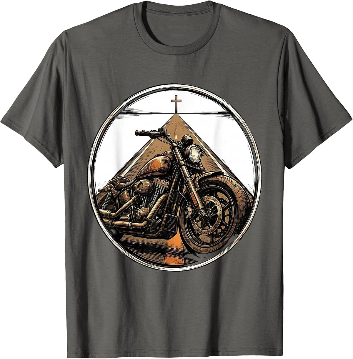 Motorcycle Faith Biker Christian Rider Identity T-Shirt - Asphalt Grey
