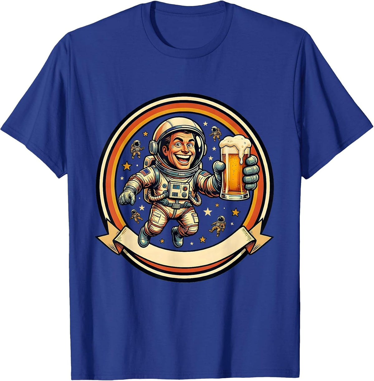 Men's Astronaut Floating With a Pint Glass Beer Design T-Shirt - Royal Blue
