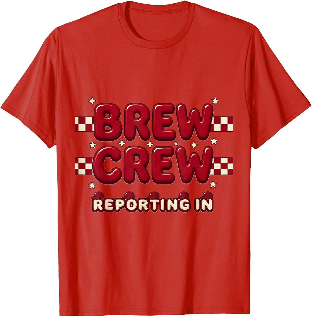 Men's Brew Crew Reporting In Oktoberfest Design T-Shirt - Red