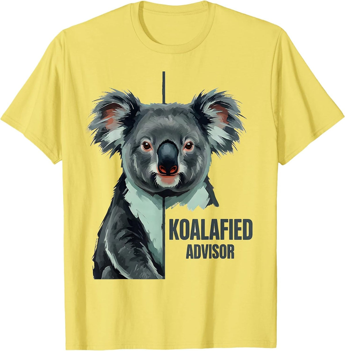 Men's Koalafied Advisor Funny Koala Lover Animal Pun Humor T-Shirt - Lemon Yellow