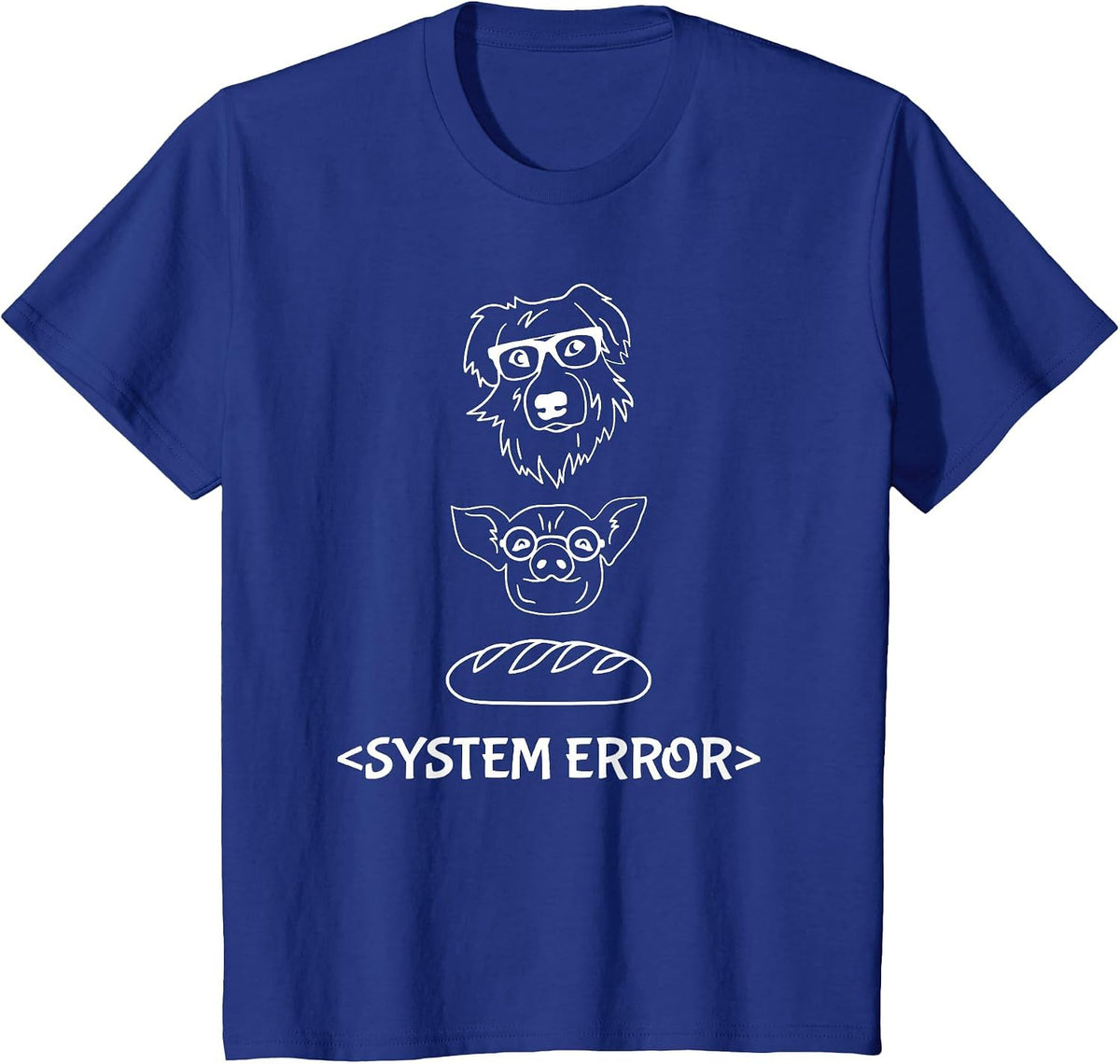 Dog Pig Loaf of Bread System Error Monchi the Pug Robot T-Shirt - Royal Blue