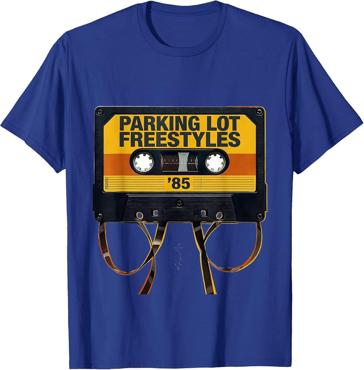 Parking Lot Freestyles '85 Retro Cassette Nostalgia 80s 90s T-Shirt - Royal Blue