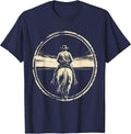 Cowgirl Silhouette Wide Open Plains 90s Country T-Shirt - Navy Blue