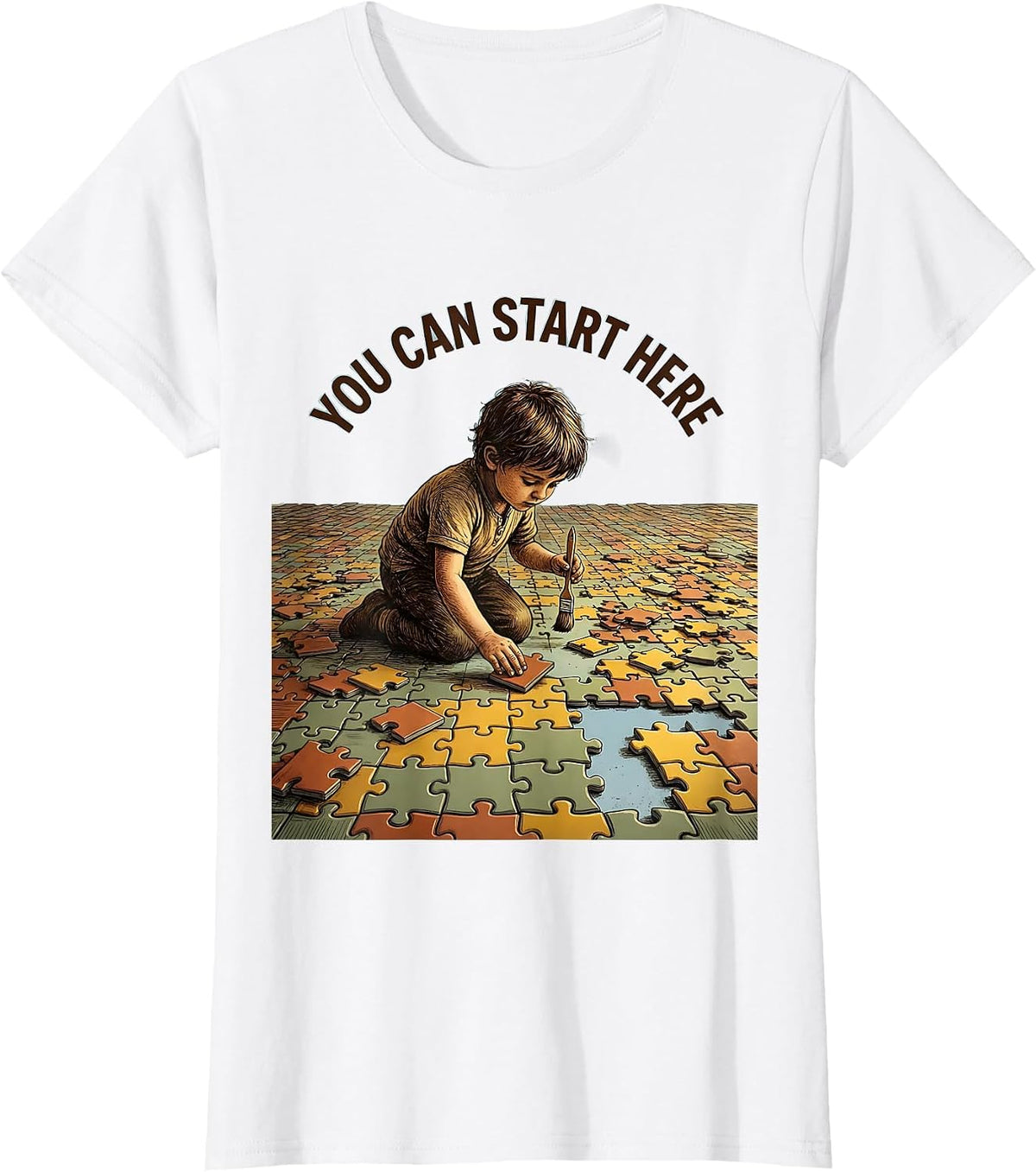 You Can Start Here Motivational Teacher Affirmation T-Shirt - White