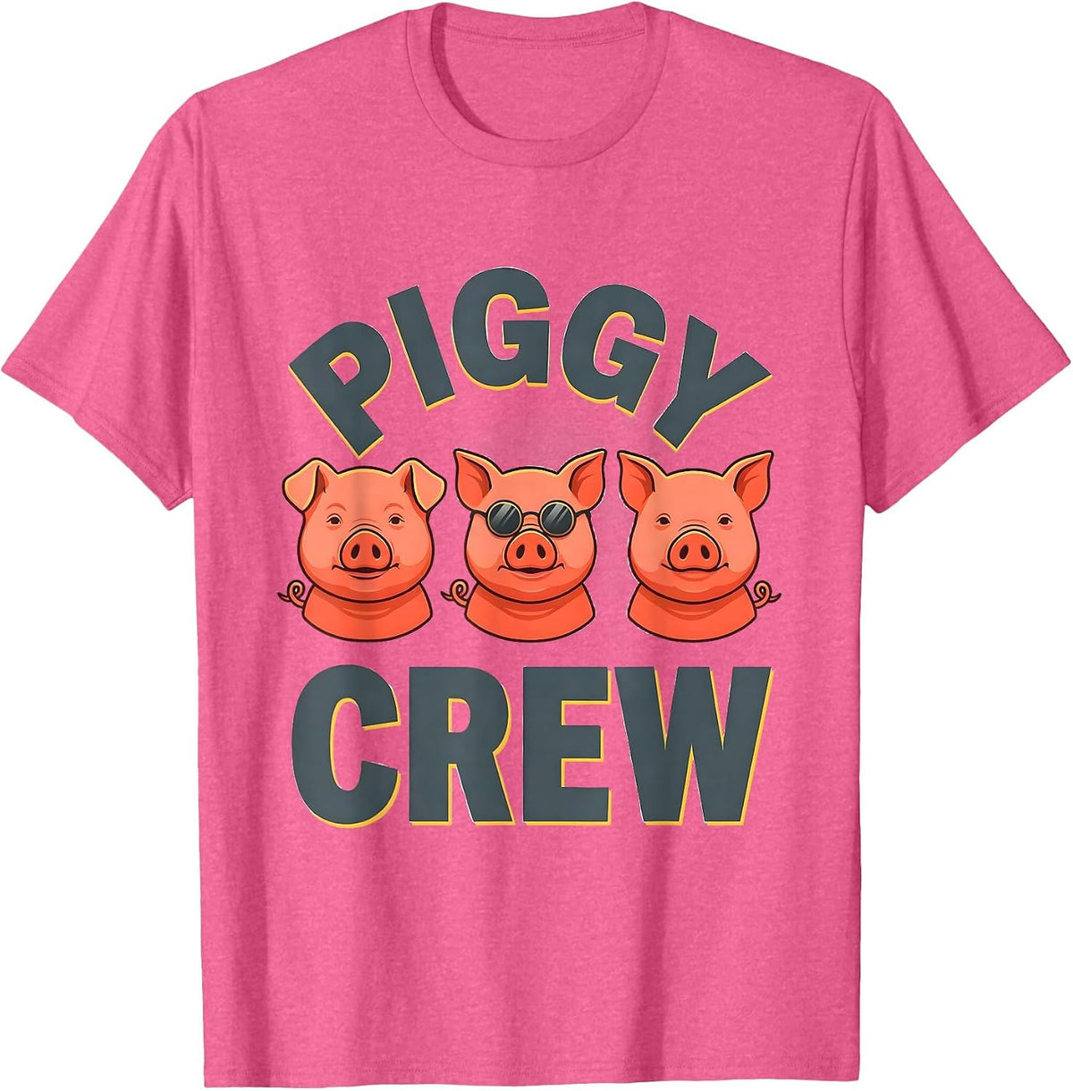 Piggy Crew Funny Pig Lover Farm Animal Humor T-Shirt - Pink Heather