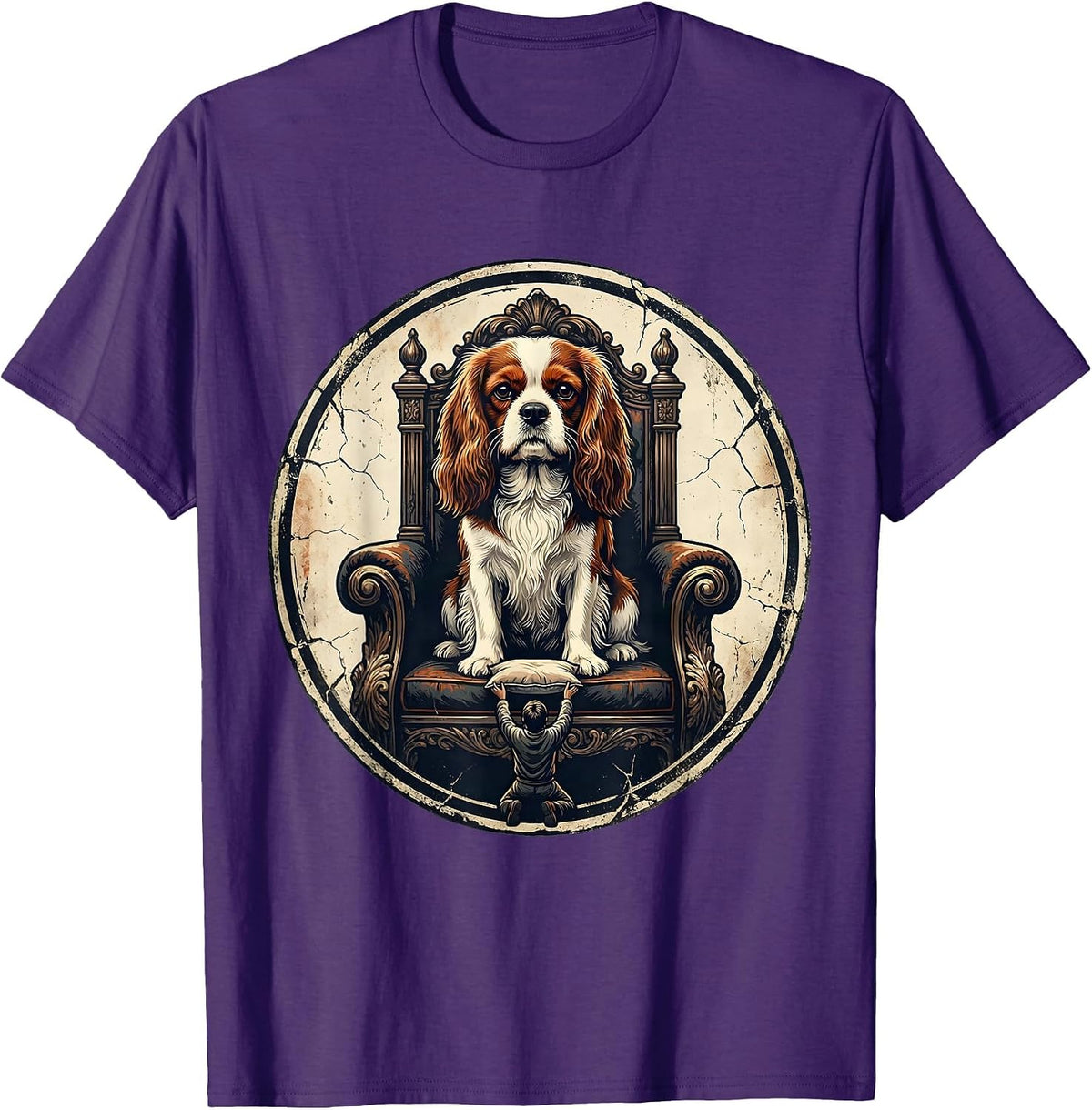 Men's Cavalier King Charles Spaniel Distressed Dog Owner Humor T-Shirt - Purple