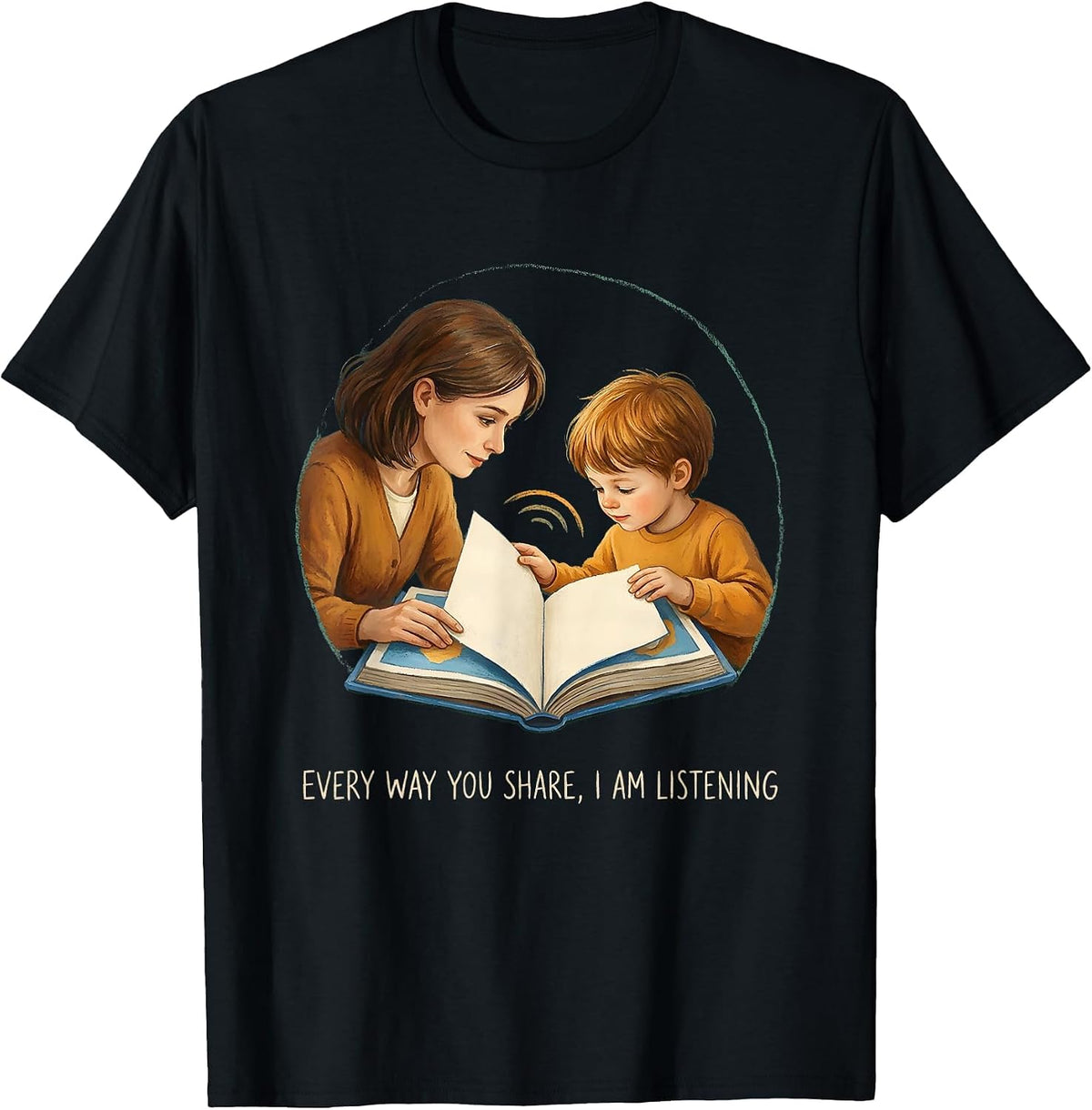 Men's Every Way You Share I Am Listening AAC SLP Speech Therapy T-Shirt - Black