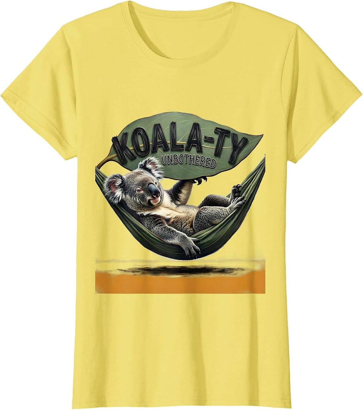 Women's Koala-ty Unbothered Funny Koala Lover Cute Animal Humor T-Shirt - Lemon Yellow