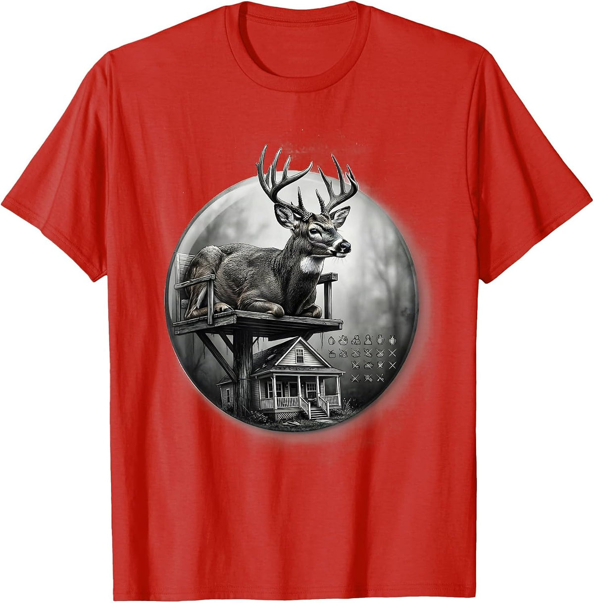 Men's Sealed Buck Badge Hunting Dad Humor T-Shirt - Red