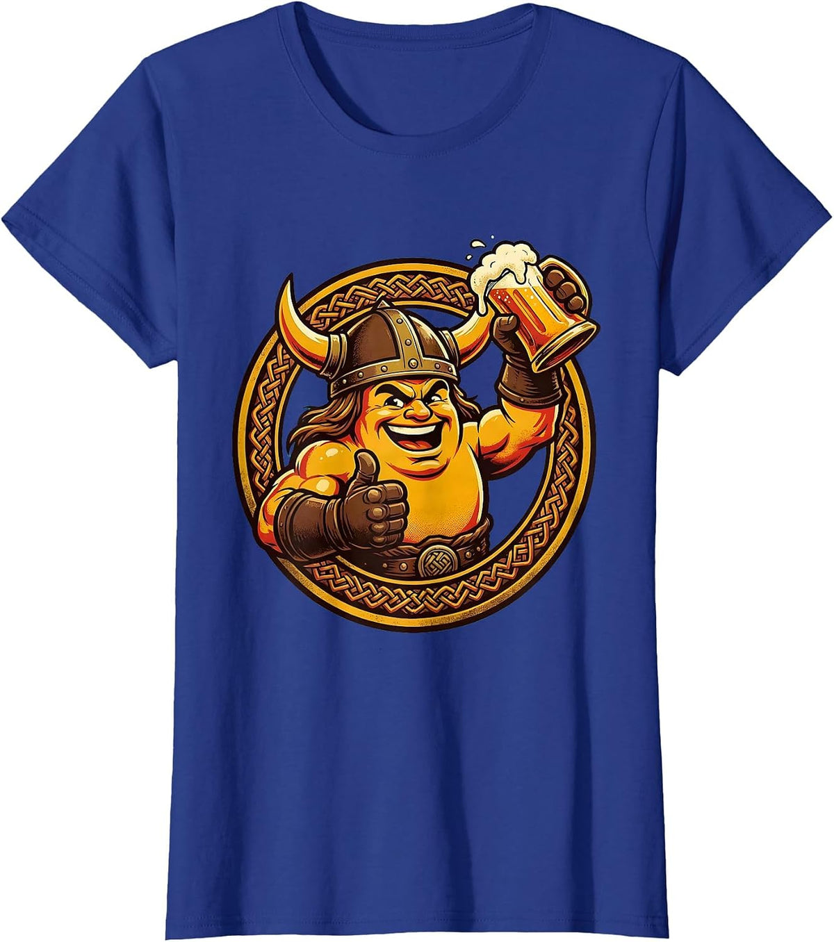 Women's Viking Warrior Beer Toast Graphic Tee T-Shirt - Royal Blue