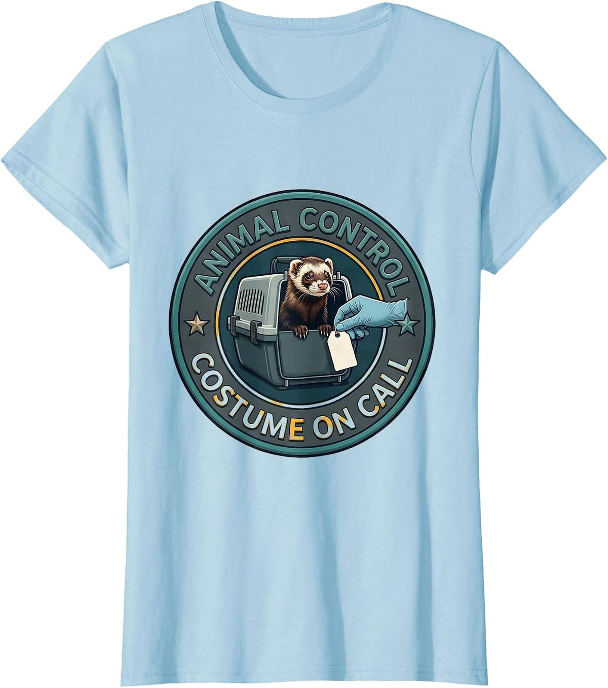Animal Control Costume On Call Funny Animal Lover Halloween T-Shirt - Baby Blue
