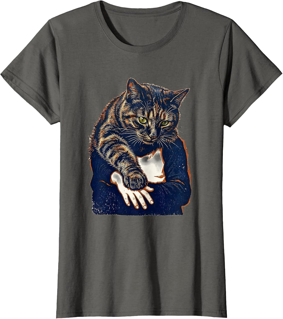 Women's Tortoiseshell Cat Owner Tortitude Humor Retro T-Shirt - Asphalt Grey