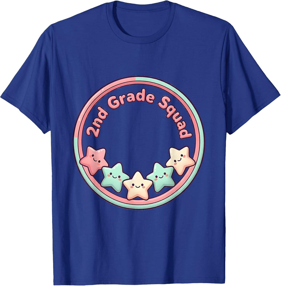 2nd Grade Squad Cute Kawaii Teacher Back To School T-Shirt - Royal Blue