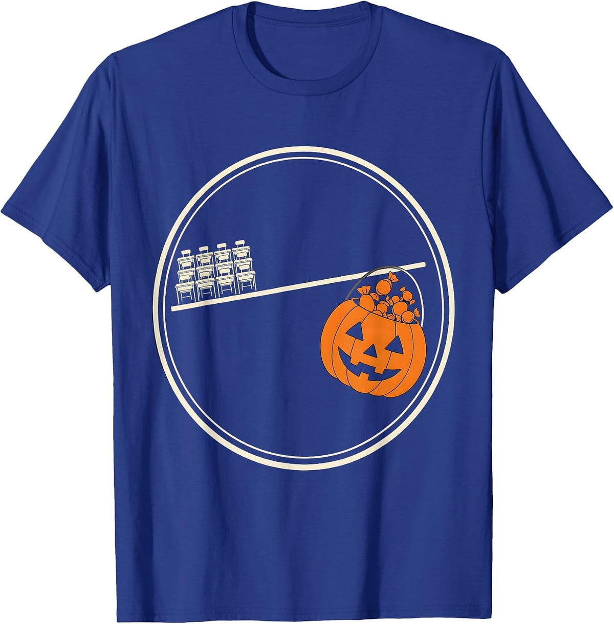 Balance Beam Teacher Halloween Skeleton Quiet Classroom T-Shirt - Royal Blue