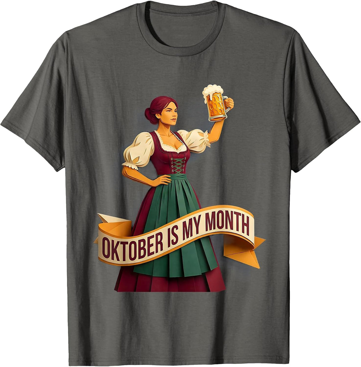 Oktober Is My Month Oktoberfest Celebration Design T-Shirt - Asphalt Grey