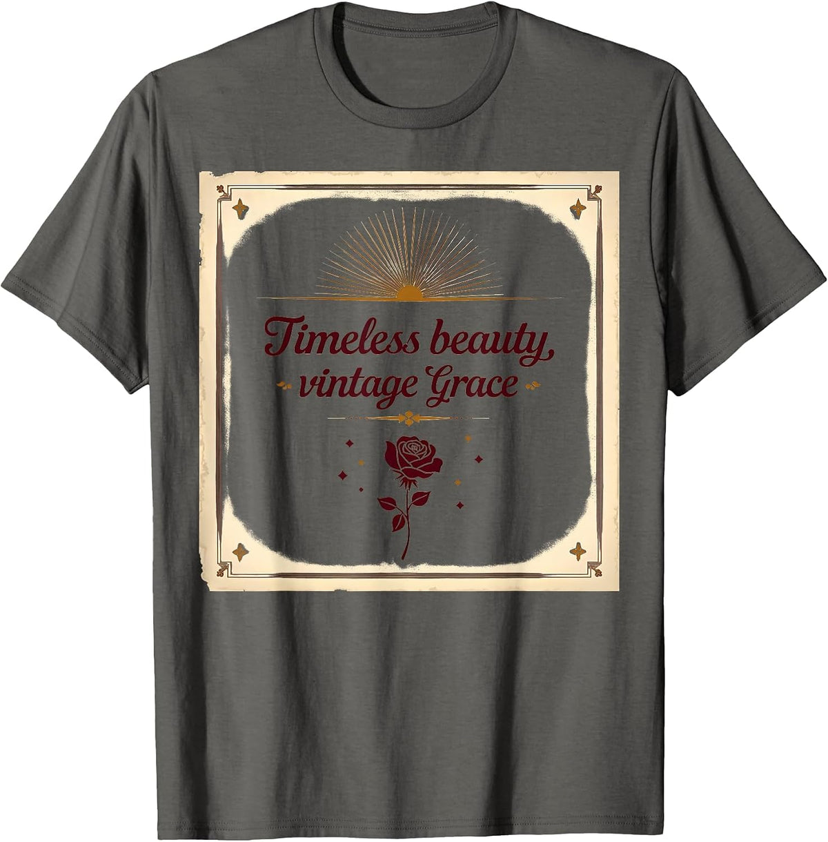 Vintage 1975 Timeless Beauty Grace Design T-Shirt - Asphalt Grey