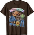 Wild and Denim Clad Cowgirl Graphic Design T-Shirt - Brown
