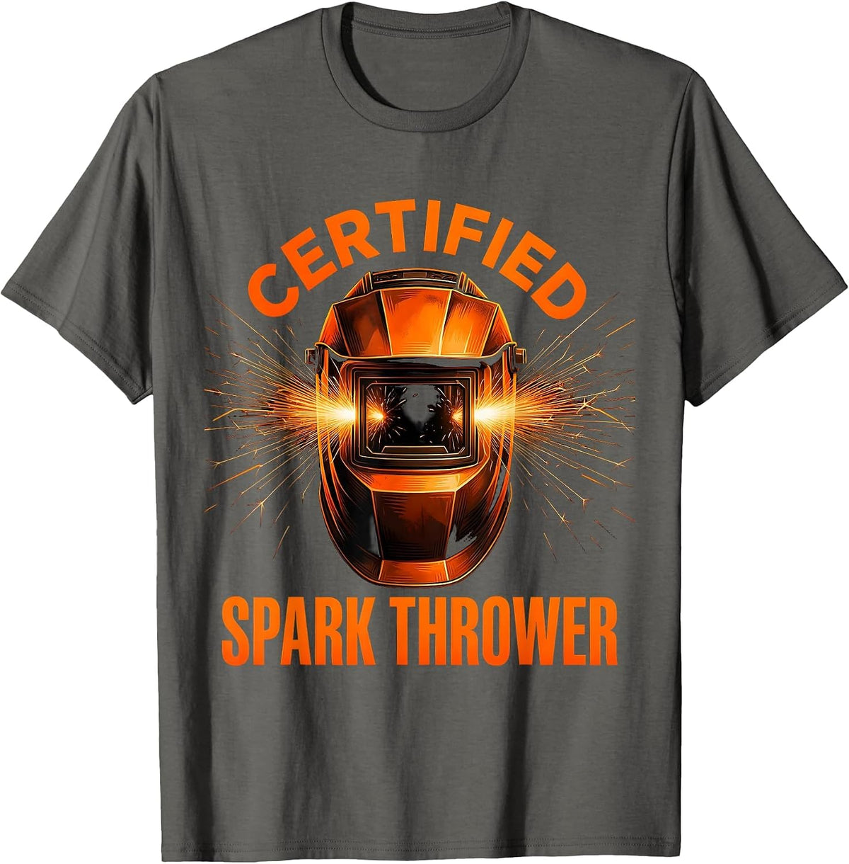 Certified Spark Thrower Welder Graphic Design T-Shirt - Asphalt Grey