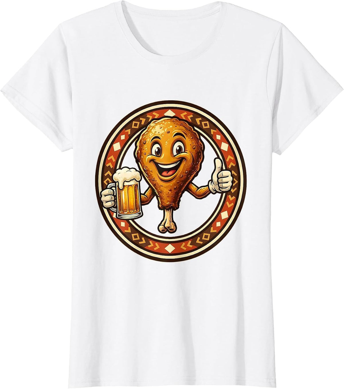 Oktoberfest Roasted Chicken and Beer Mug Graphic T-Shirt - White