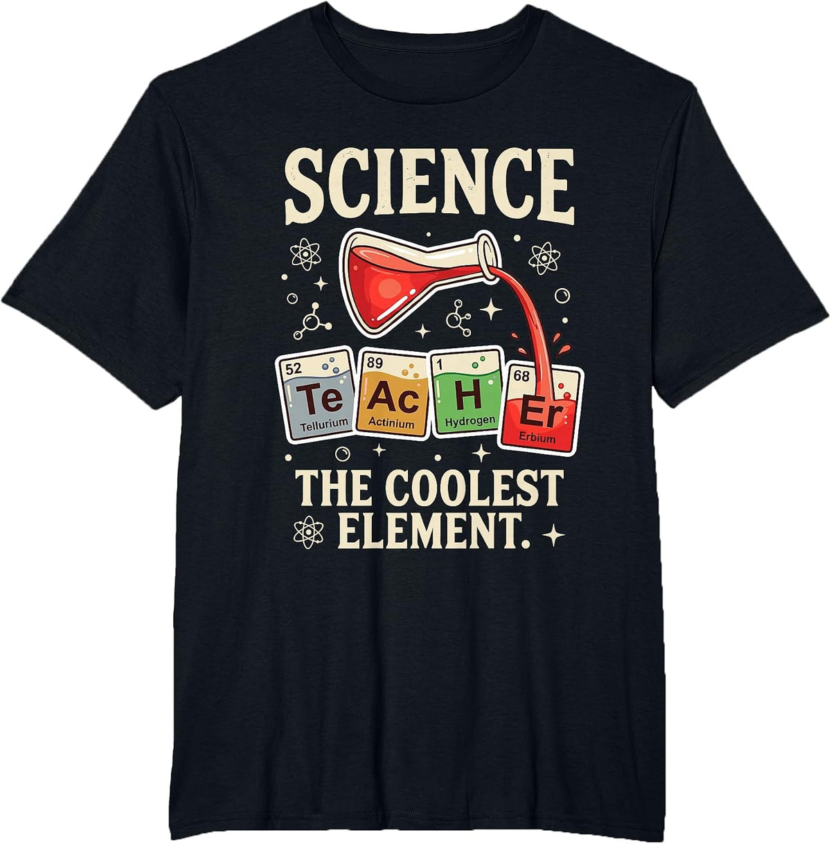 Science Teacher Coolest Element Retro Funny Chemistry Stem T-Shirt - Black