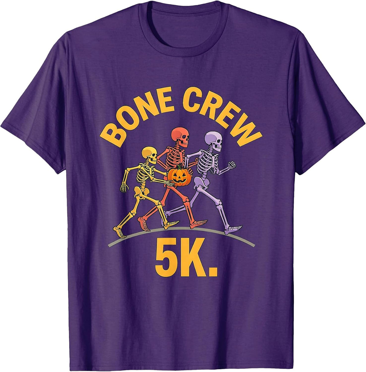 Bone Crew 5K Funny Skeleton Halloween 5K Run Matching T-Shirt - Purple