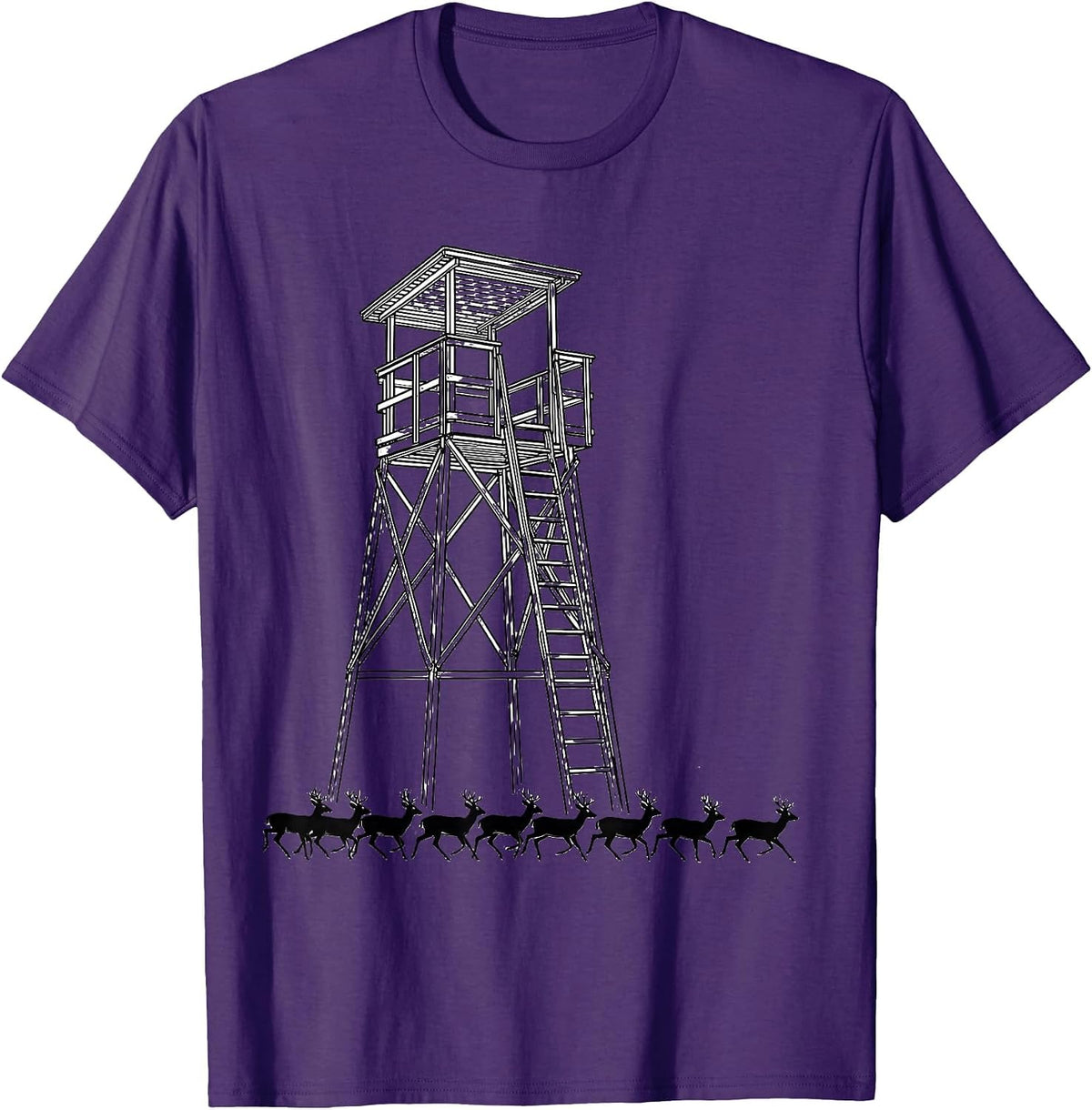 Hunting Stand Deer Buck Silhouette Funny Hunter T-Shirt - Purple