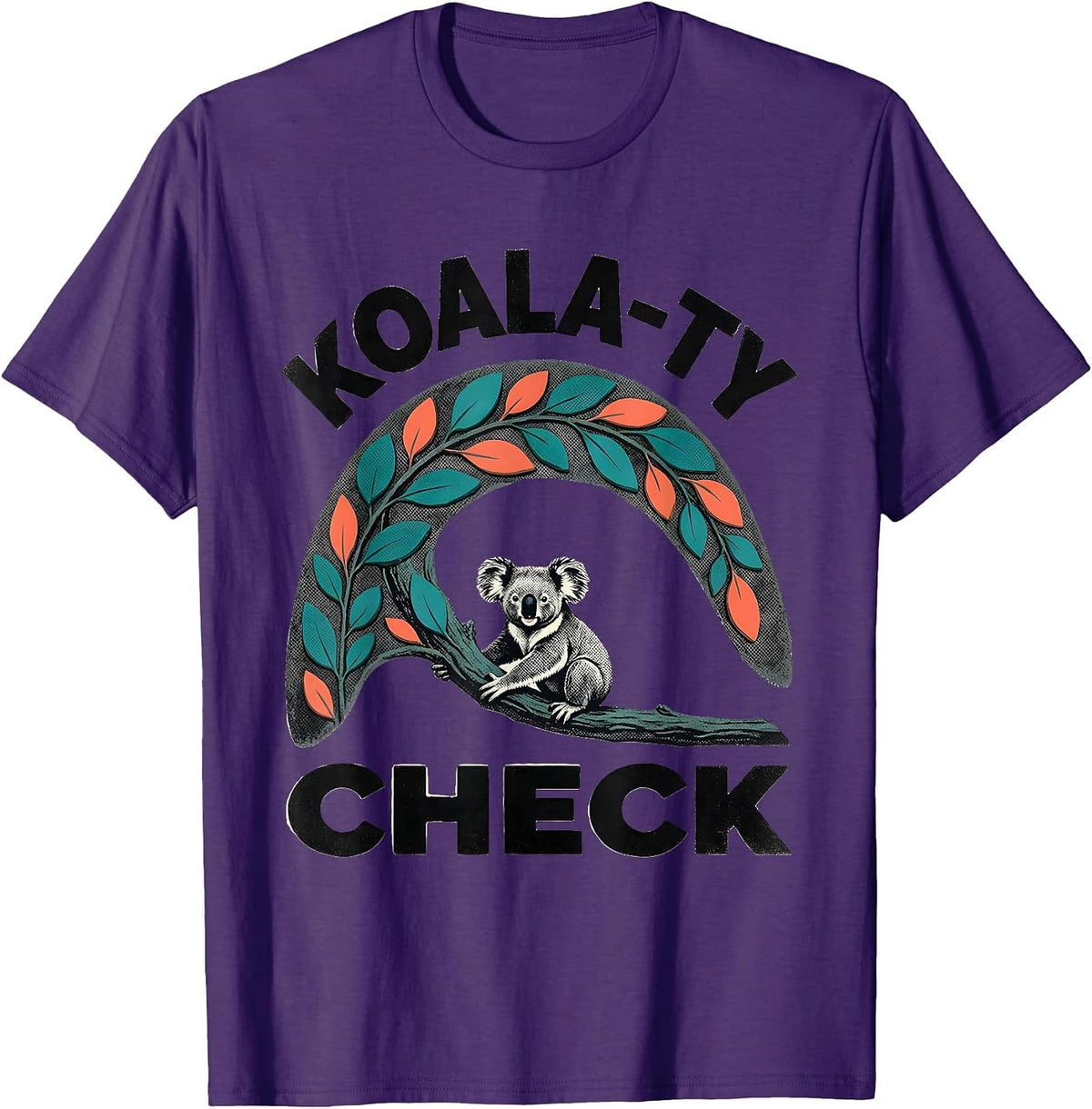 Koala-ty Check Midcentury Modern Cute Koala Lover Humor T-Shirt - Purple