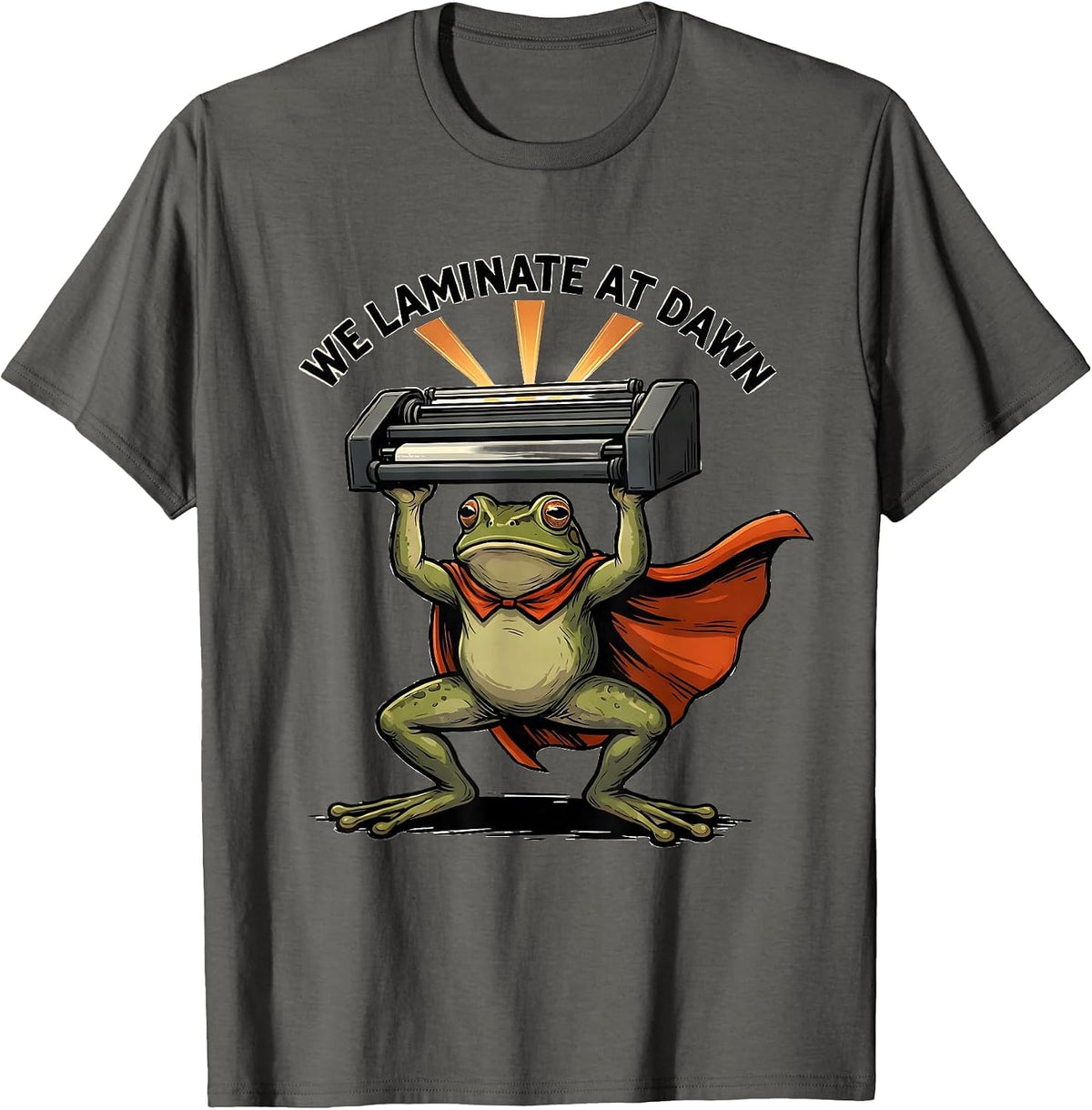 Men's We Laminate At Dawn Funny Teacher Frog Back to School T-Shirt - Asphalt Grey
