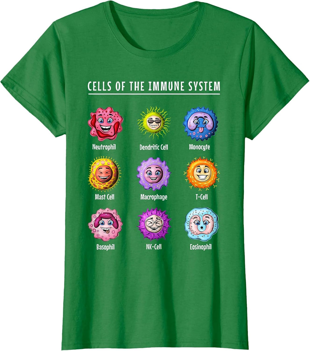 Biology Immune System Cells Funny Science Biology Student T-Shirt - Kelly Green