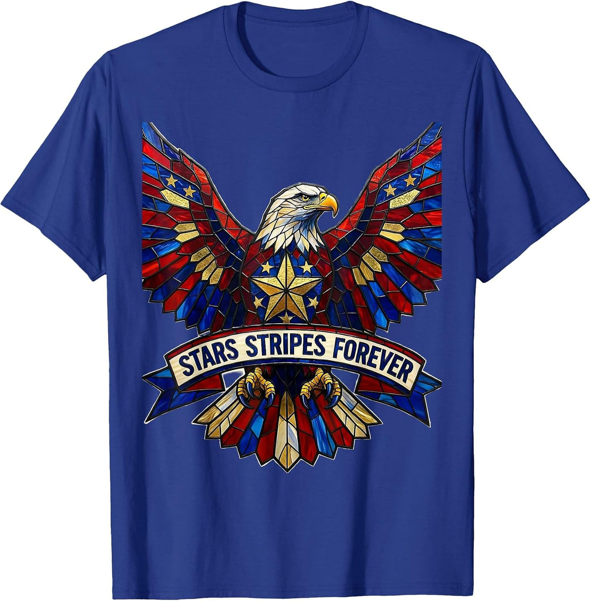 Stars Stripes Forever Patriotic USA Design T-Shirt - Royal Blue