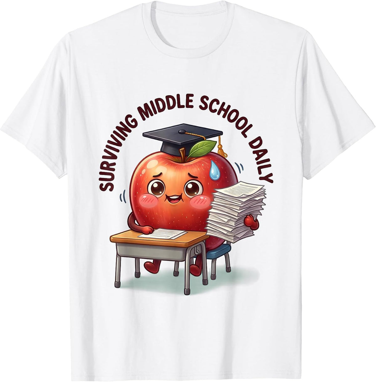 Surviving Middle School Daily Teacher Design T-Shirt - White