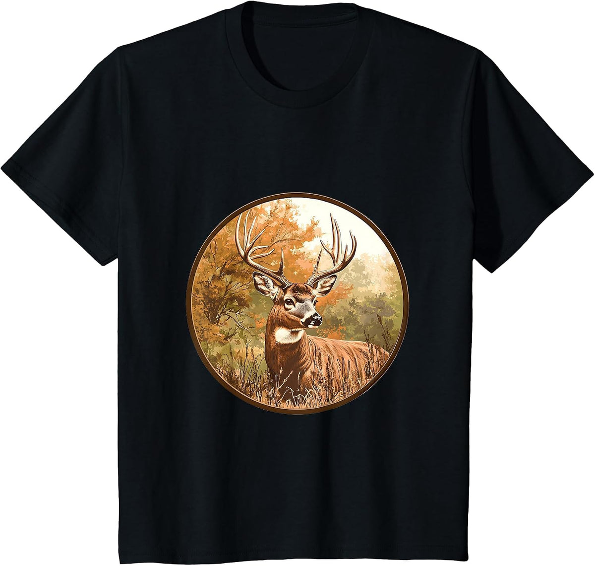 Vintage Whitetail Buck Deer Retro Graphic Design for Hunters T-Shirt - Black