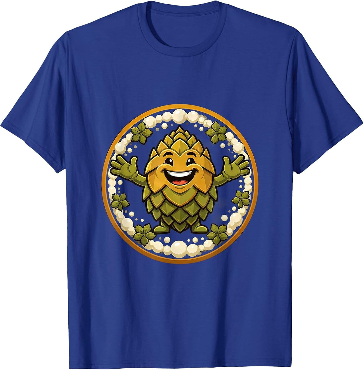 Men's Oktoberfest Hop Flowers and Foam Bubbles Design T-Shirt - Royal Blue