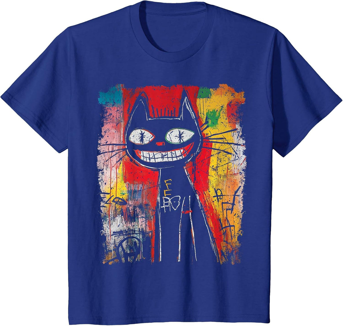 Pop Art Style Cat 90s Men's Graffiti T-Shirt - Royal Blue