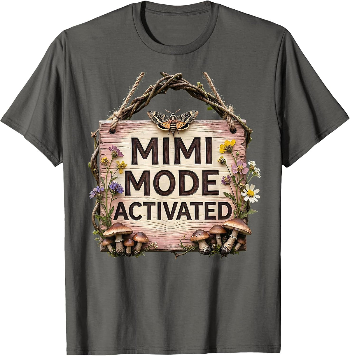 Men's Mimi Mode Activated Fun Grandma Design T-Shirt - Asphalt Grey