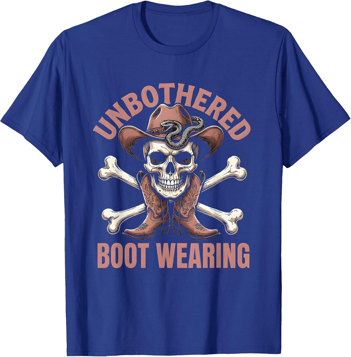 Men's Unbothered and Boot Wearing Cowboy Design T-Shirt - Royal Blue