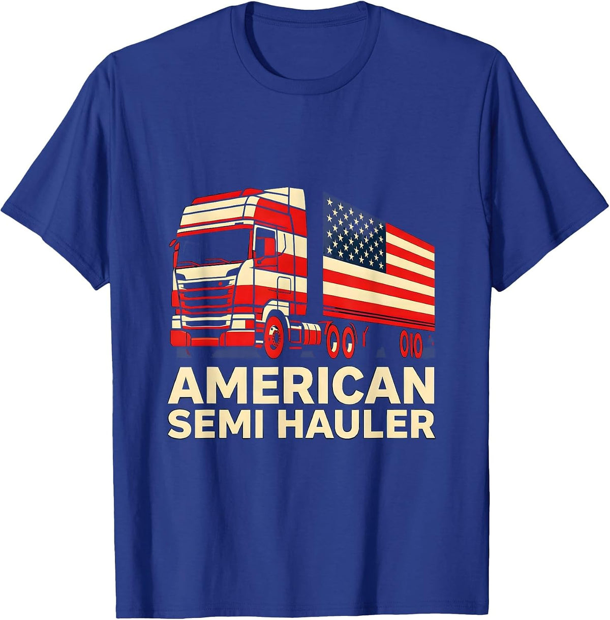 Men's American Semi Hauler Patriotic Trucker Semi Truck Driver T-Shirt - Royal Blue