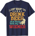 Ich Want nur Bier Trinken und mit Wiener hängen - Dachshund T-Shirt - Navy Blue