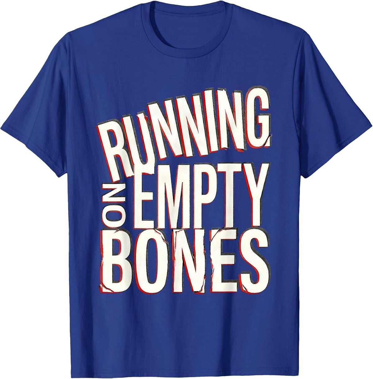 Running on Empty Bones Funny Skeleton Runner T-Shirt - Royal Blue