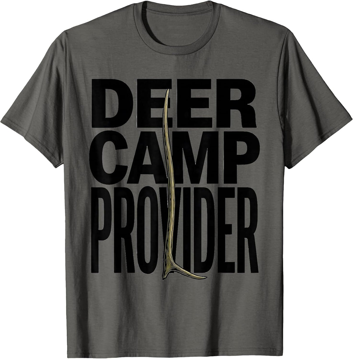 Deer Camp Provider Camo Deer Hunting American Flag Hunter T-Shirt - Asphalt Grey