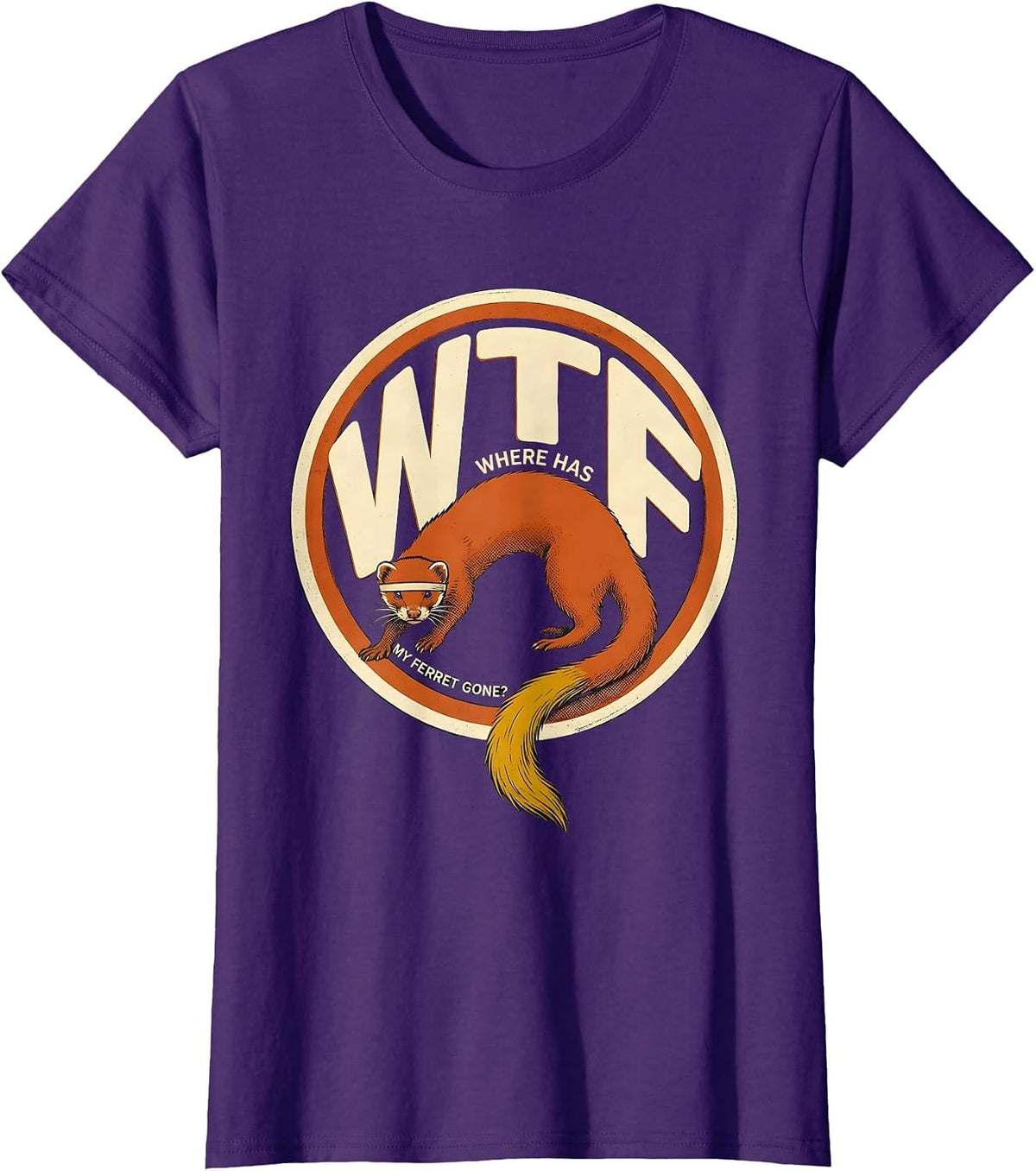 Women's WTF: Where Has My Ferret Gone? Funny Ferret Lover Christmas T-Shirt - Purple