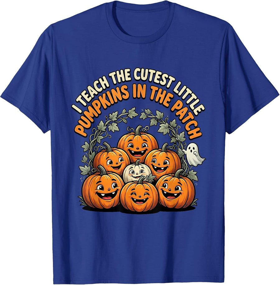I Teach The Cutest Little Pumpkins In The Patch Teacher T-Shirt - Royal Blue