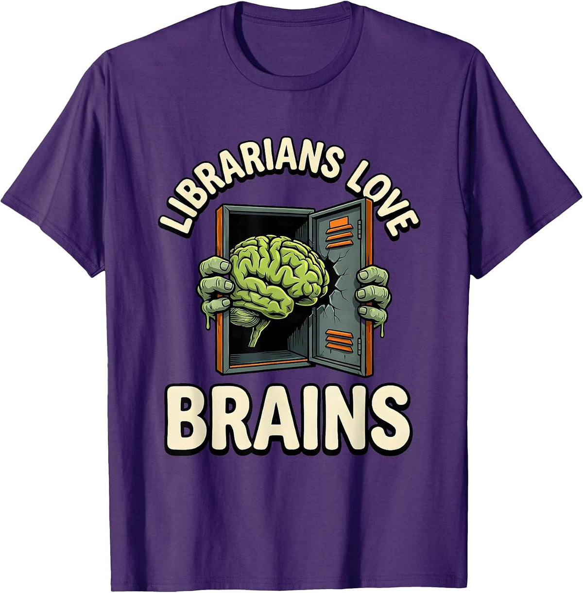 Librarians Love Brains Horror Zombie Teacher Halloween T-Shirt - Purple