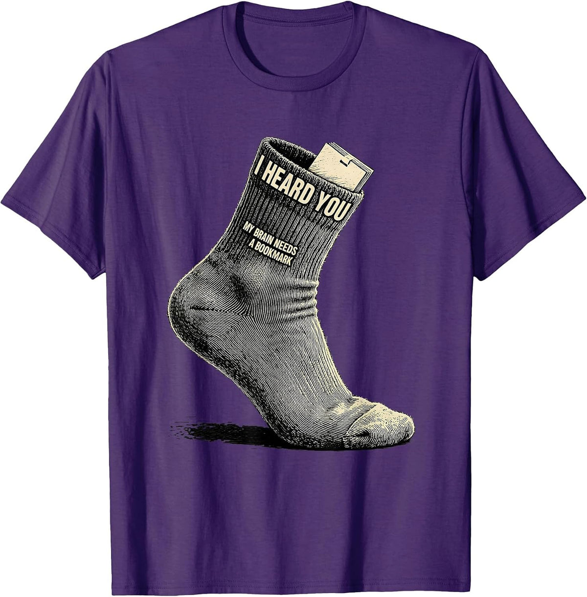 I Heard You My Brain Needs A Bookmark Funny Autistic ADHD T-Shirt - Purple