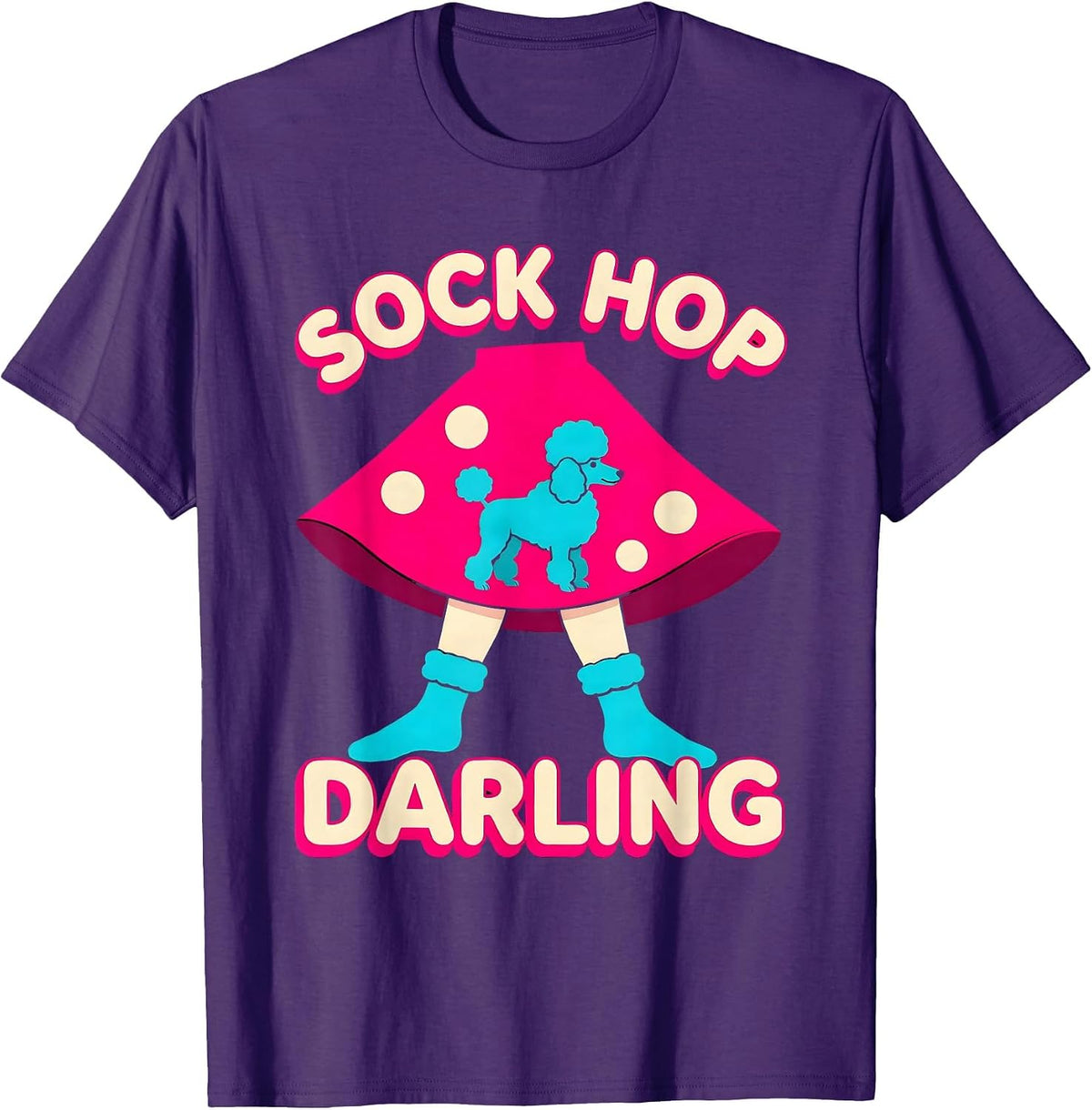 Sock Hop Darling Retro 1950s Poodle Skirt Party Costume T-Shirt - Purple