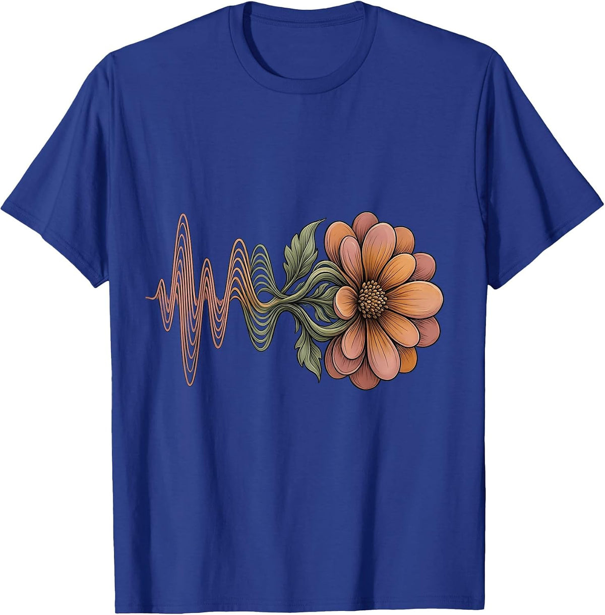 Speech Therapy Sound Wave Blooming Flower Art T-Shirt - Royal Blue