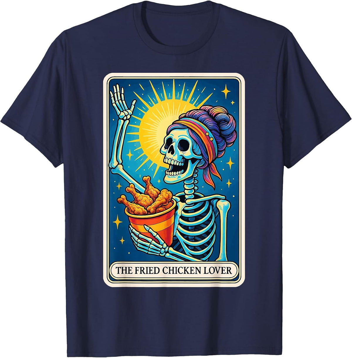 The Fried Chicken Lover Tarot Card T-Shirt - Navy Blue