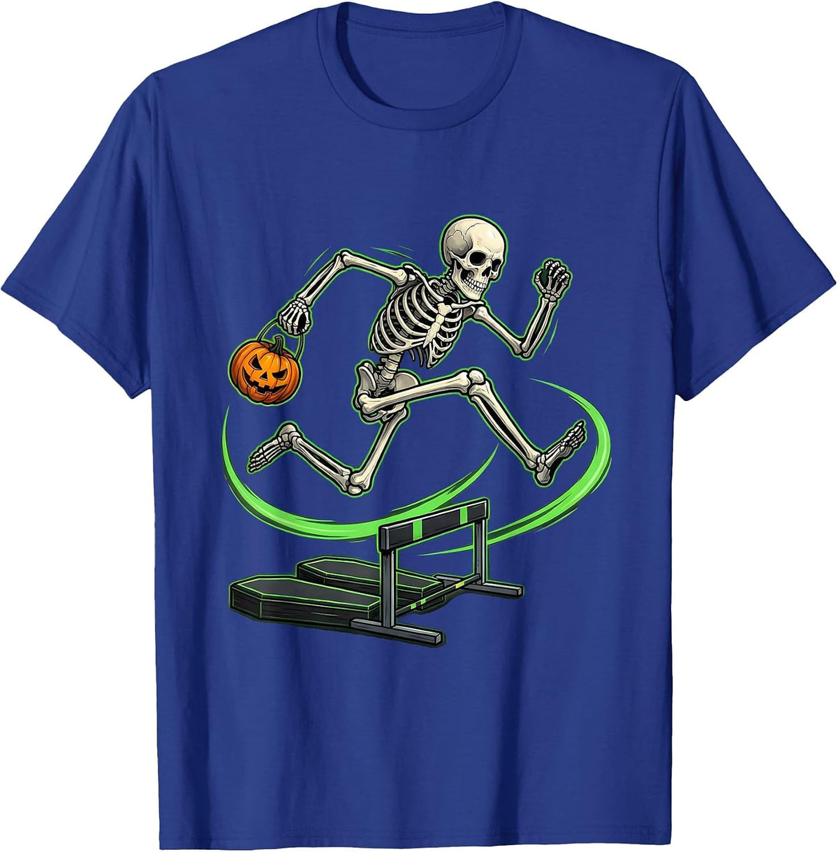Men's Skeleton Runner Halloween 5K Fun Run Matching Costume T-Shirt - Royal Blue